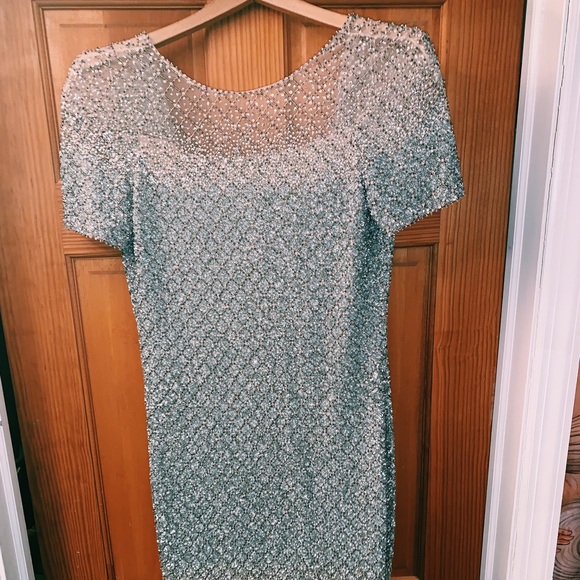 Pamella Roland Sequin fringe hem sheath dress - Picture 7 of 7